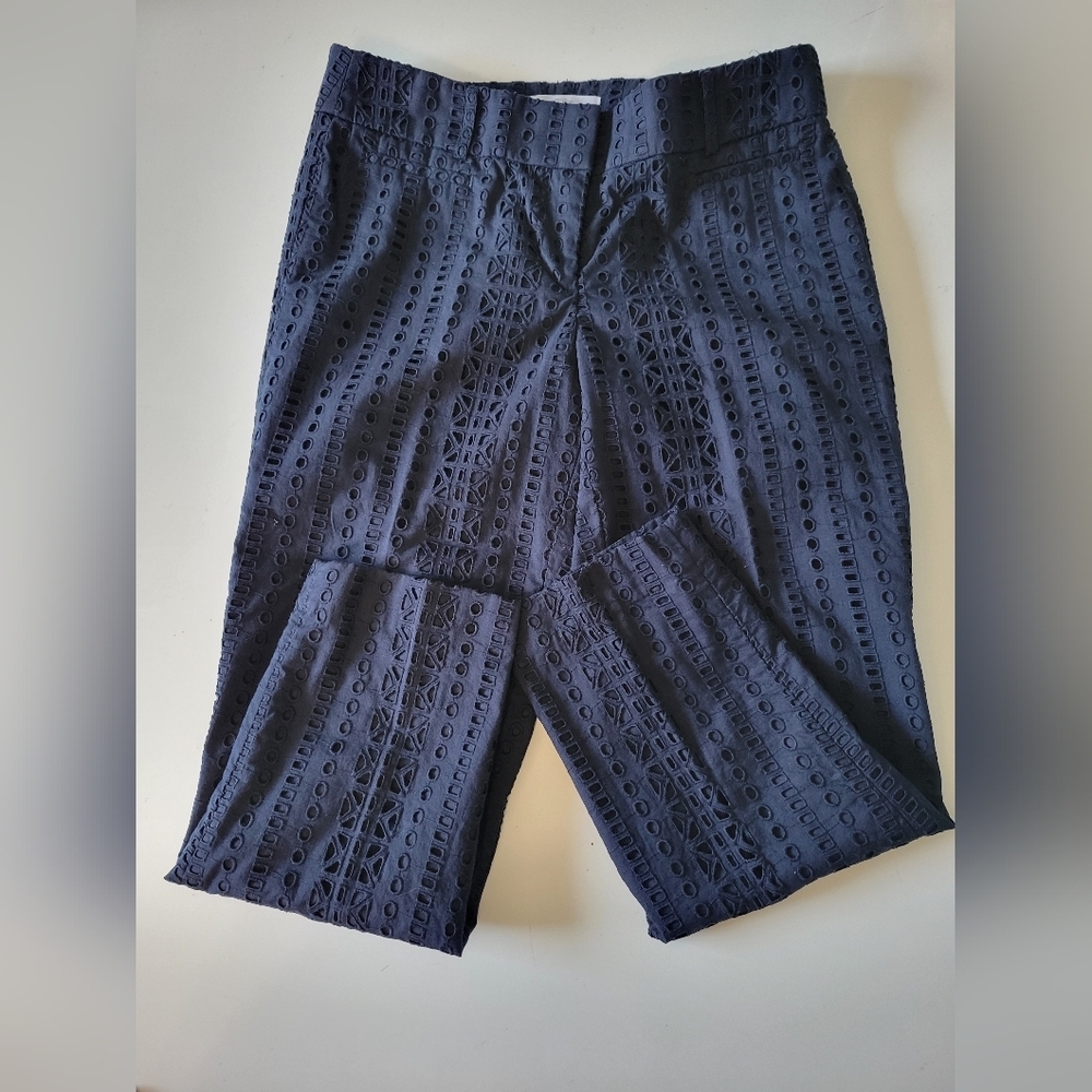 LOFT Ann Taylor Eyelet Marisa The Rivera Pants Blue 2P